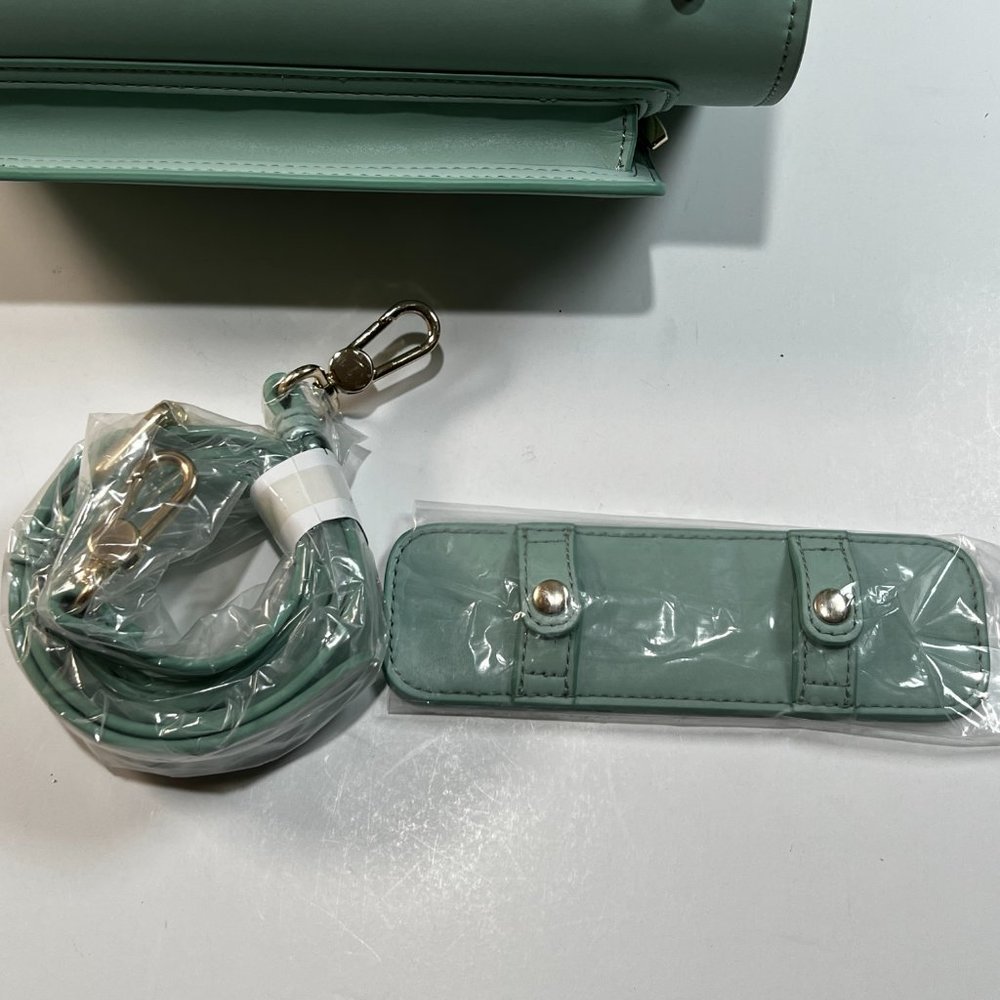 Saia London The Emmeline Yoga Mat Bag Teal New Vegan Faux Leather Shoulder Strap - Picture 14 of 16